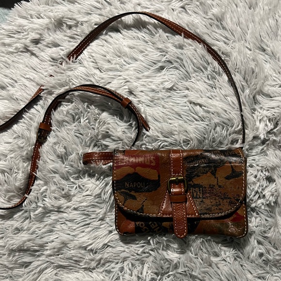 Patricia Nash Rustic Chestnut Leather Map Location Pattern Handbag - Picture 3 of 14